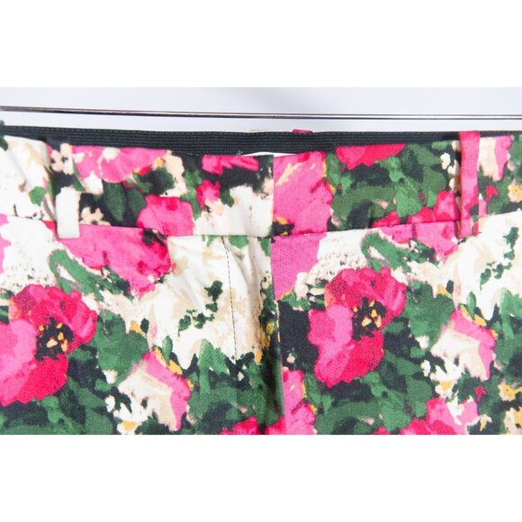 H&M Pink Floral Mid-Rise Straight Slim Stretch Ankle Trouser Pants Size 10 - Picture 2 of 13